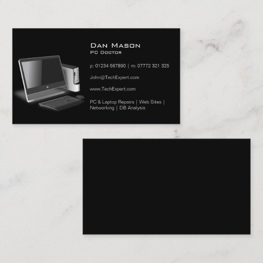 Moderne zwarte PC-technologie - Visitekaartje (Voorkant / Achterkant)