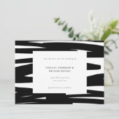 Moderne zwarte penseel Abstracte bruiloft Save The Date (Staand voorkant)