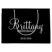 Moderne zwarte persoonlijke bridesmaïden groot cadeauzakje (Voorkant)