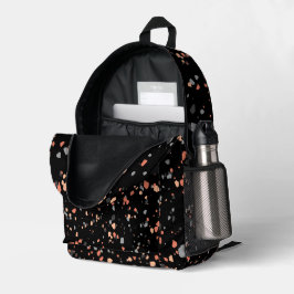 Moderne Zwarte Perzik Geometrische Terrazzo Bedrukte Rugzak