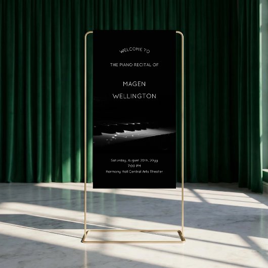Moderne Zwarte Piano Recital Welkom Spandoek