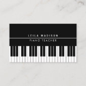 Moderne zwarte piano toetsenbord leraar visitekaartje (Voorkant)