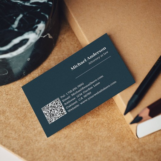 Moderne zwarte professionele advocaat QR-code Visitekaartje