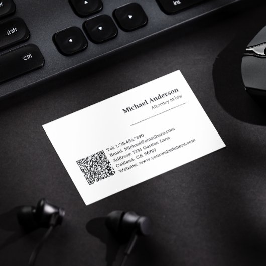 Moderne zwarte professionele advocaat QR-code Visitekaartje
