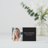 Moderne Zwarte Professionele Foto QR Code Visitekaartje (Staand voorkant)