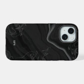 Moderne Zwarte Professionele Marmer Stijl iPhone 15 Case (Achterkant horizontaal)