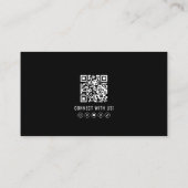 Moderne Zwarte Professionele QR-code Fotologo Visitekaartje (Achterkant)