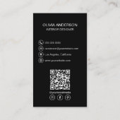 Moderne Zwarte Professionele QR-code Visitekaartje (Achterkant)