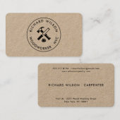 Moderne zwarte professionele timmerman logo kraft visitekaartje (Voorkant / Achterkant)