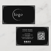 Moderne zwarte professionele visitekaartje & QR-co (Voorkant / Achterkant)