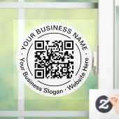 Moderne Zwarte QR-code Bedrijfsnaam Slogan Rond Raamsticker (Huis)