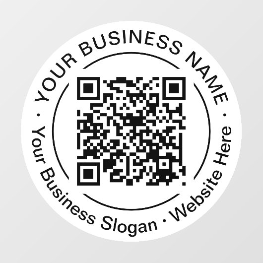 Moderne Zwarte QR-code Bedrijfsnaam Slogan Rond Raamsticker (Vel)
