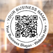 Moderne Zwarte QR-code Bedrijfsnaam Slogan Rond Raamsticker (Vel 2)