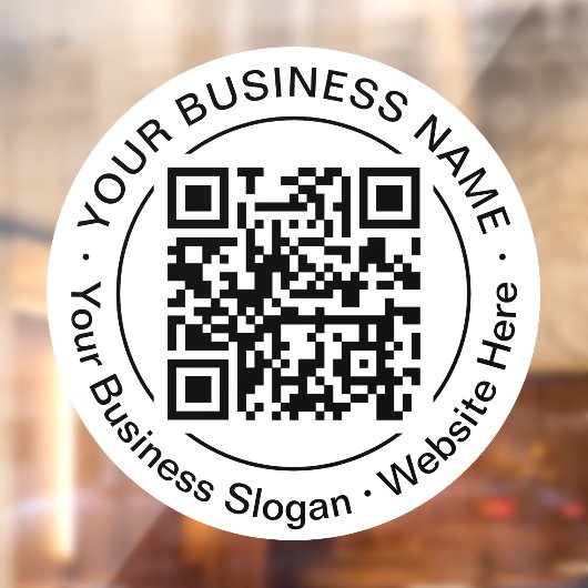 Moderne Zwarte QR-code Bedrijfsnaam Slogan Rond Raamsticker (Vel 2)