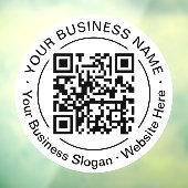 Moderne Zwarte QR-code Bedrijfsnaam Slogan Rond Raamsticker (Vel 3)