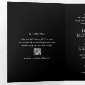 Moderne Zwarte QR Code Elegante Trouwdag Drieluik Uitnodiging (Binnenzijde eerst)