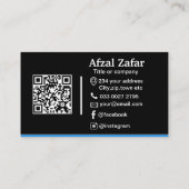Moderne zwarte qr code en zakelijke logo visitekaartje (Achterkant)