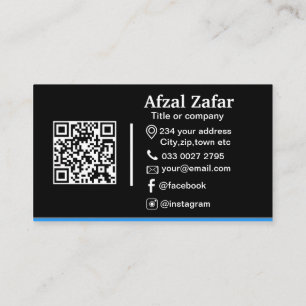 Moderne zwarte qr code en zakelijke logo visitekaartje