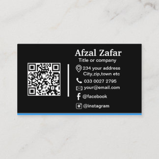 Moderne zwarte qr code en zakelijke logo visitekaartje