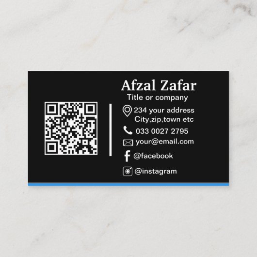 Moderne zwarte qr code en zakelijke logo visitekaartje (Achterkant)