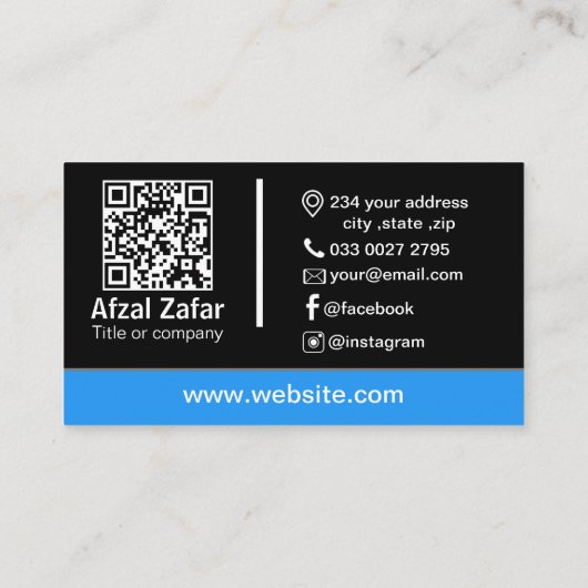 Moderne zwarte qr code en zakelijke logo visitekaartje (Achterkant)