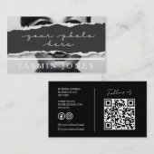 Moderne Zwarte QR-code Foto Visitekaartje (Voorkant / Achterkant)