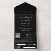 Moderne zwarte QR-code in één uitnodiging (Binnen)