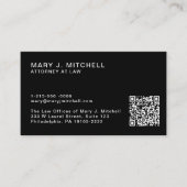 Moderne Zwarte QR-code | Minimalistisch Profession Visitekaartje (Voorkant)
