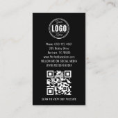 Moderne zwarte QR-code minimalistisch Visitekaartje (Achterkant)