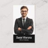 Moderne zwarte QR-code minimalistisch Visitekaartje (Voorkant)