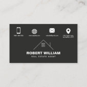 Moderne Zwarte QR Code Vastgoed Makelaar Visitekaartje (Achterkant)