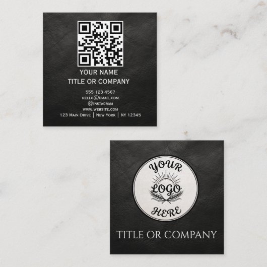 Moderne zwarte QR-code vierkante visitekaart Visitekaartje (Voorkant / Achterkant)