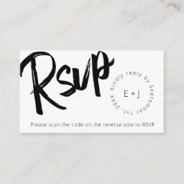 Moderne zwarte QR-code voor gebold script - minima Informatiekaartje