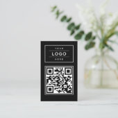 Moderne zwarte QR-code voor zakelijk logo Visitekaartje (Staand voorkant)