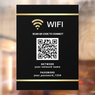 Moderne Zwarte QR Code Wifi Netwerk Wachtwoord Raamsticker