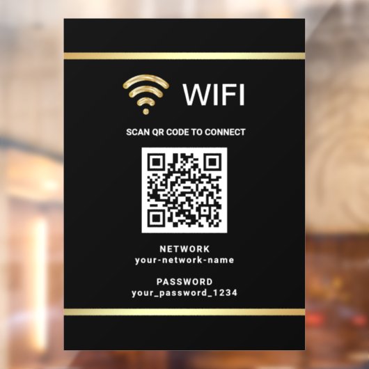 Moderne Zwarte QR Code Wifi Netwerk Wachtwoord Raamsticker (Vel 2)