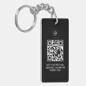 Moderne Zwarte QR Zakelijke Sleutelhanger Ontwerp (Voorkant Links)