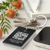Moderne Zwarte QR Zakelijke Sleutelhanger Ontwerp (Voorkant Rechts)