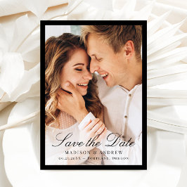 Moderne Zwarte Rand Foto Trouwkaart Save The Date