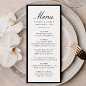 Moderne Zwarte Rand Trouwdag Menu
