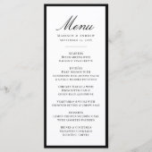 Moderne Zwarte Rand Trouwdag Menu (Voorkant)