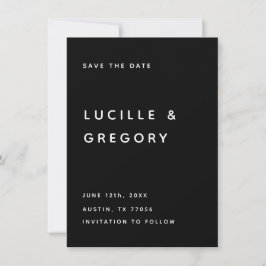 MODERNE ZWARTE REDACTIONELE HOOFDLETTERS SAVE THE DATE