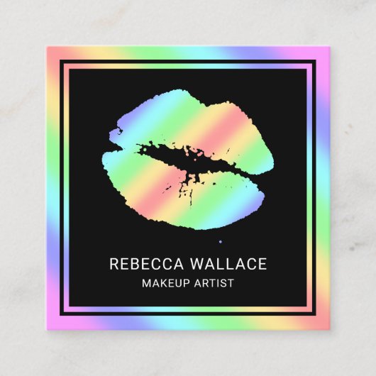 Moderne zwarte regenbooglampen maken artiest vierkante visitekaartje (Voorkant)