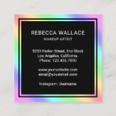 Moderne zwarte regenbooglampen maken artiest vierkante visitekaartje (Achterkant)