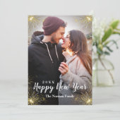 Moderne zwarte reservebrochure - Happy Nieuwjaarsf Feestdagenkaart (Staand voorkant)