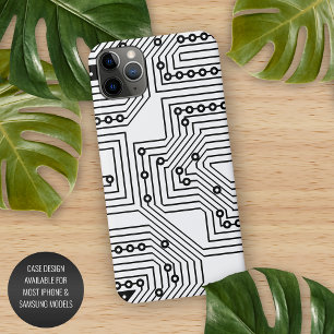 Moderne Zwarte Retro Computerprintplaat Patroon iPhone 16 Pro Max Hoesje