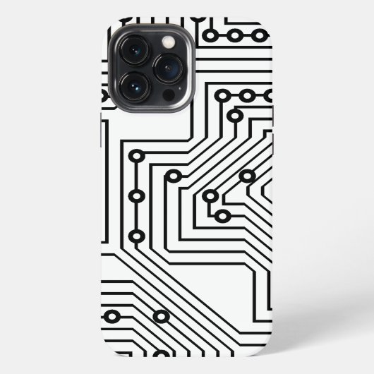 Moderne Zwarte Retro Computerprintplaat Patroon iPhone Hoesje (Achterkant)