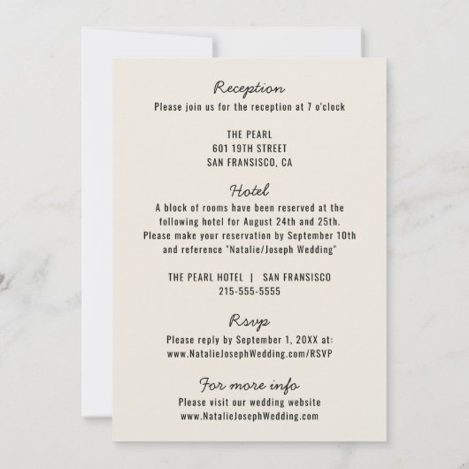 Moderne zwarte retro grillig alles in één bruiloft kaart (Achterkant)