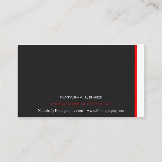 Moderne zwarte, rode en witte streep - Visitekaart Visitekaartje (Achterkant)