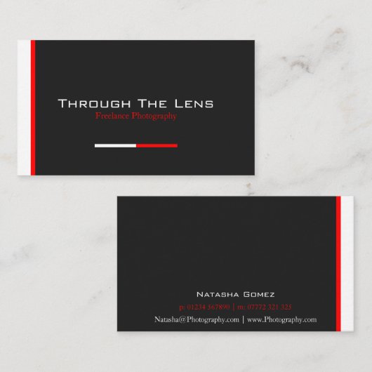 Moderne zwarte, rode en witte streep - Visitekaart Visitekaartje (Voorkant / Achterkant)
